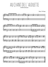 Téléchargez l'arrangement pour piano de la partition de Au chant de l'alouette en PDF, niveau facile